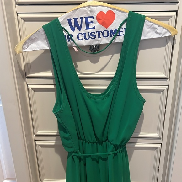 Women’s SZ Medium SWEET CLAIRE green high low dress Short in front long in back - Picture 6 of 7